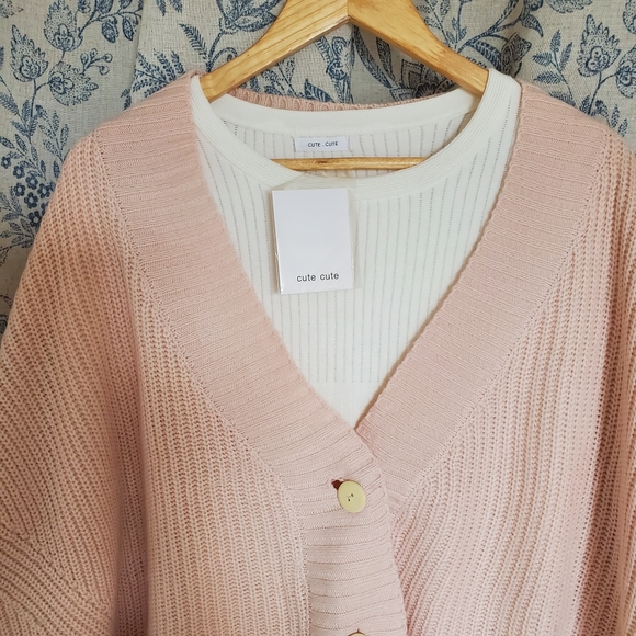 Ribbed knit dress& Overfit cardigan set - Picture 7 of 9